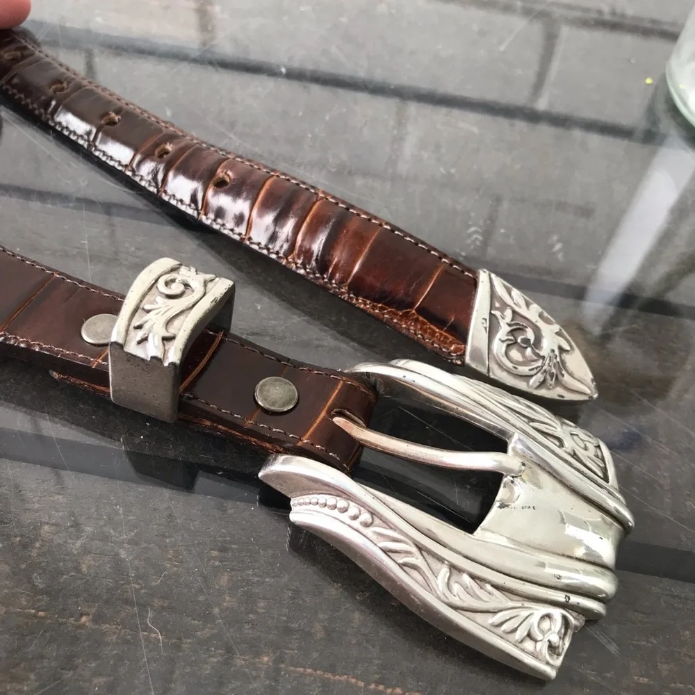 Onyx Men’s Brown Crocodile Western Belt Size 28